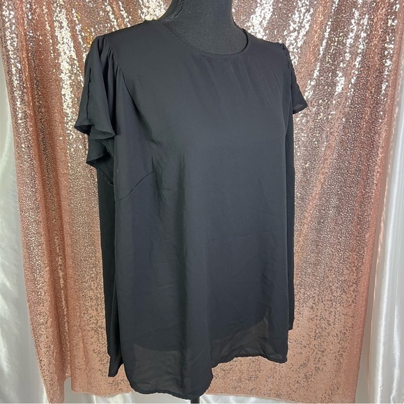 torrid Tops - Torrid Black Flutter Sleeve Top Size Large